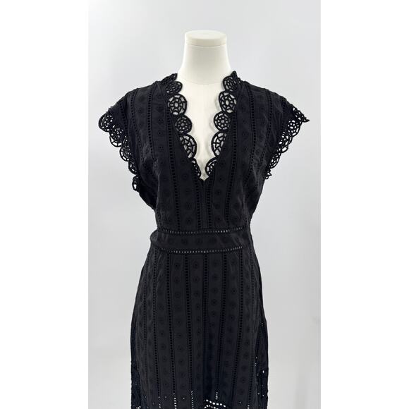 Opening Ceremony Dresses & Skirts - Opening Ceremony Black Lace Eyelet Sleeveless V-neck Dress Knee Length Sheath 8